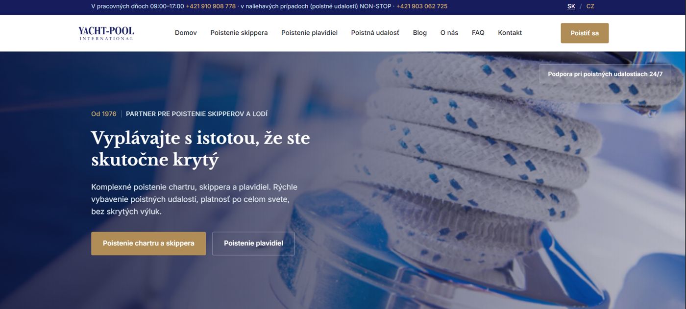 Ukážka webu Yacht-Pool Slovensko